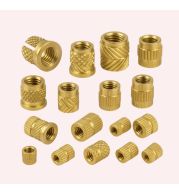 Brass Knurled Inserts with High Pull-Out Strength, Heat and Ultrasonic Installation Inserts for Plastic, Providing Durable Internal Threads for Screws and Bolts